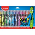 Фломастеры 24цв MAPED Color Peps Monster заблокир. пиш.узел, смываемые, декорир., картон. упак.