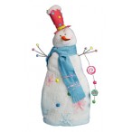 Снеговик в розовом цилиндре с голубым шарфом, большой, 29х14х64см.