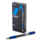 Ручка гелевая ХАТБЕР SU-100 синяя, 0,5мм., игольч.,  резин. грип