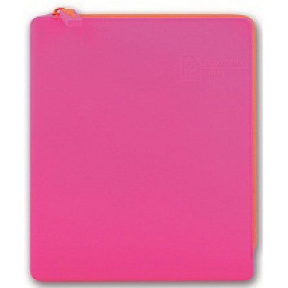 Папка А5 ФЕНИКС Розовая  для тетрадей, на молнии, силиконовая, 20х24см.