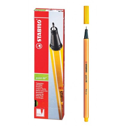 Ручка капиллярная STABILO Point 88 желтая, 0,4мм.