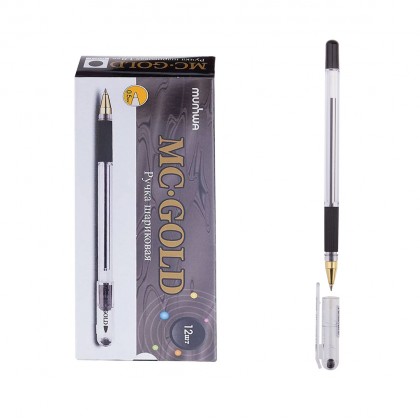 Ручка шариковая MC Gold черная, грип, 0,5мм.
