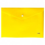 Папка-конверт А4 на кнопке ХАТБЕР  желтая непрозрачная, 180мкм