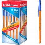Ручка шариковая Erich Krause R 301 Orange Stick синяя , 0,7мм.
