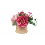 Декор. цветы Dream Garden Букет с пионами темно-розов., в керам. вазе, 25х20х28см