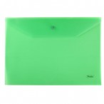 Папка-конверт А4 на кнопке ХАТБЕР зеленая, 180мкм, непрозр., ( с ед. штрихкода)