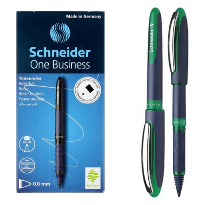Ручка-роллер Schneider One Business зеленая, прорезин. поверхность, 0,6мм.
