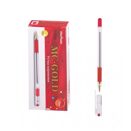 Ручка шариковая MC Gold красная, грип, 0,5мм.