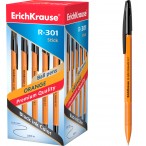 Ручка шариковая Erich Krause R 301 Orange Stick черная, 0,7мм.