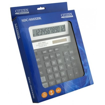 Калькулятор CITIZEN SDC-888 XBK, 12 разряд., черный, 205*160*30 мм, европодвес