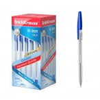 Ручка шариковая ERICH KRAUSE R-301 Classic синяя, диаметр шарика 1 мм, толщина линии 0,5мм.