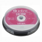 Диск CD-RW INTRO 700 mb 4-12x Cakebox 10