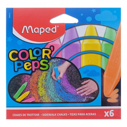 Мел цветной MAPED Color Peps  6цв., асфальтный, прямоугольный