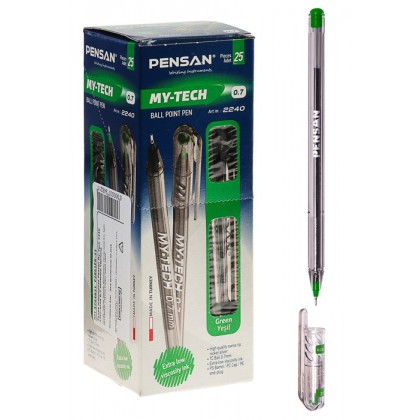 Ручка шариковая Pensan My Tech зеленая, 0,7мм.
