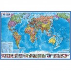 Карта Мир политическая 1:32М, 101х70, интерактивная, с ламинацией