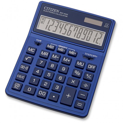 Калькулятор CITIZEN SDC-444XRNVE, 12 разряд., темно-синий, 155х204х33мм, двойное питание