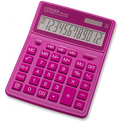 Калькулятор CITIZEN  SDC-444XRPKE, 12 разряд., розовый, 155х204х33мм, двойное питание