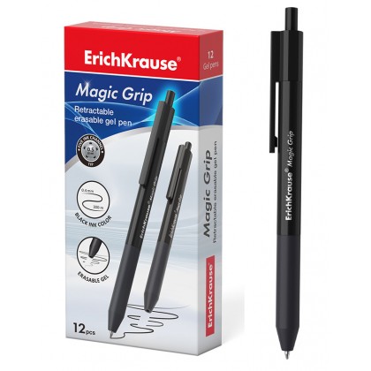 Ручка гелевая ERICH KRAUSE Magic Grip черная, 0,5мм., автоматическая, сo стираемыми чернилами