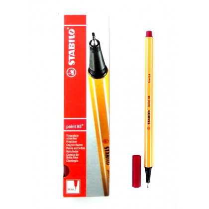Ручка капиллярная STABILO Point 88 тёмно-красный, 0,4мм.