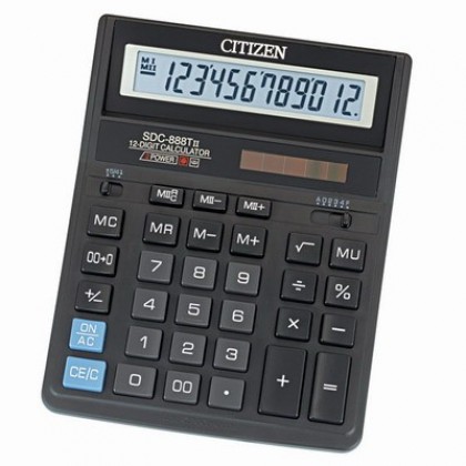 Калькулятор CITIZEN SDC-888 T II, черный, 12 разряд., 203,2x158x31 мм, европодвес