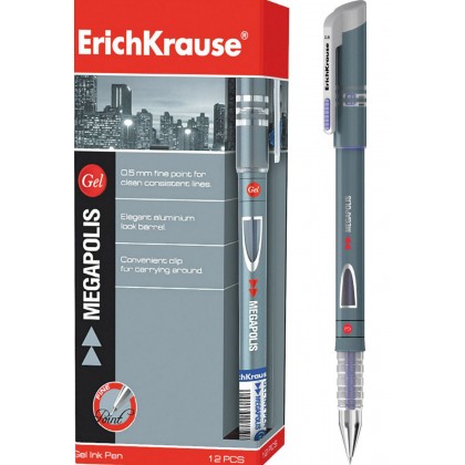 Ручка гелевая ERICH KRAUSE Megapolis gel синяя , 0,5мм.