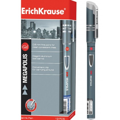 Ручка гелевая ERICH KRAUSE Megapolis gel чёрная , 0,5мм.