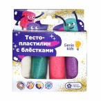 Набор для лепки Genio Kids-Art Тесто-пластилин 4цв., с блестками, 120гр., карт.кор., европодвес