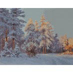 Картина по номерам ВанГогВоМне 40х50 Зимний лес 24 цв., холст, подрамник, кисти, слож. 2
