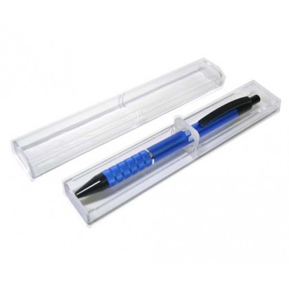 Ручка шариковая Intelligent синяя 0,7мм., синий матовый крпус с рифлением, прозр. футляр 