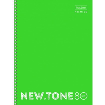 Тетрадь А4 80л. ХАТБЕР на спирали Premium NEWtone Neon.Лайм клетка, глянц.ламинац., перфорация