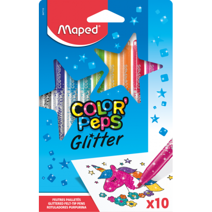 Фломастеры 10цв MAPED Color Peps Glitter с блестками, карт.кор., европодвес