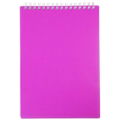 Блокнот  А5  ХАТБЕР 80л. спираль Line Neon.Розовый клетка, пластиковая обложка