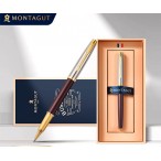 Ручка--роллер Montagut корпус серебро-коричневый, металл, 0,5мм, синий, подар.кор.