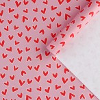 Бумага упаковочная Красные сердечки крафтовая, белая, 50х70 см.