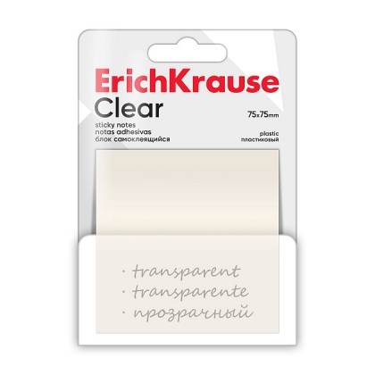 Блок д/зам. самокл. ERICH KRAUSE Clear 75х75  50л., пластик, прозрачный