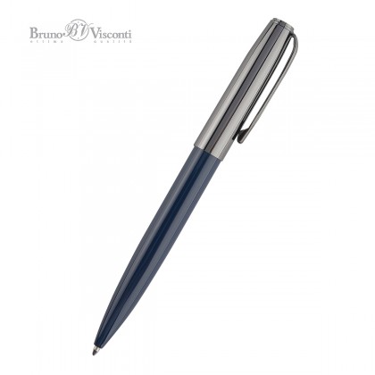 Ручка шариковая Bruno Visconti Napoli синяя, 0,7 мм., автомат.,  метал. корпус синий, ворон. сталь